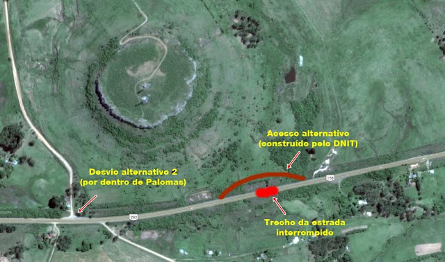 mapa desvio alternativo livramento BR-158