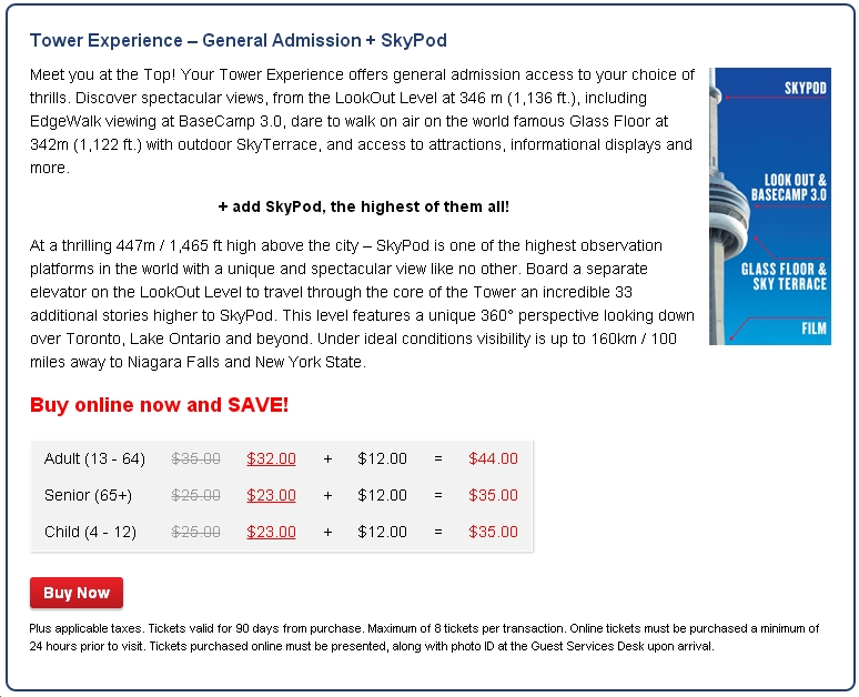 CN Tower Tickets SkyPod