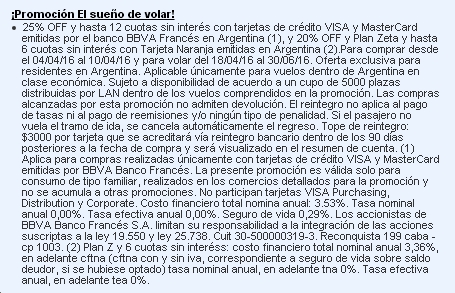 LAN Travel Sale Letra Chica