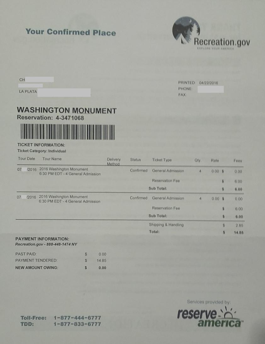 Washington Monument Ticket 2-1